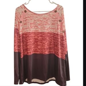 Women's Pink and Brown Button-Detail Top NWOT